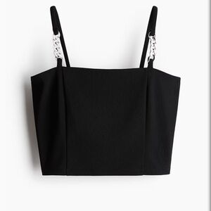 H&M Black Boxy Embellished Crop Tank